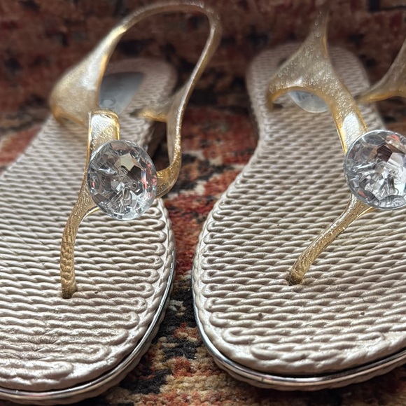 Rogue Shoes - Rogue Gold Sandals with Textured Footbed